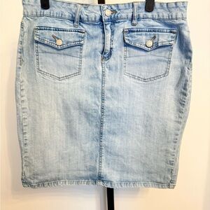 Liz & Company Denim Mini Skirt Front Pockets Size 14